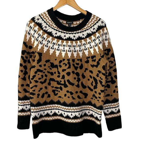 Torrid Vegan Cashmere Pullover Sweater Cheetah Print Women's size 00 - Picture 2 of 8